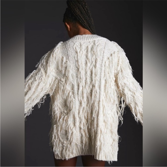 Anthropologie Fringed Pullover Sweater Size Large NWT - Picture 3 of 14